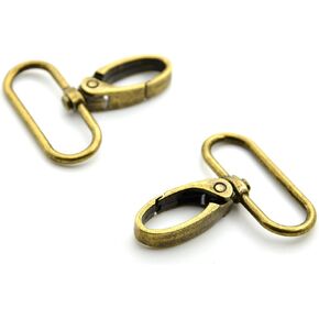 15 Pcs Oval Ring Lobster Clasp Claw Push Gate Trigger Clasps Swivel Snap Hooks for Leather Craft Straps Lanyard Ribbons (Brass,1 inch)