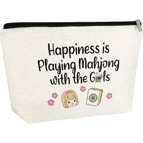 Mahjong Gift for Mahjong Lover Mahjong Lover Gift Christmas Gift for Women Makeup Bag Mahjong Player Gift Retirement Gifts Birthday Thanksgiving Gifts for Grandma Mother Zipper Purse Travel Pouch