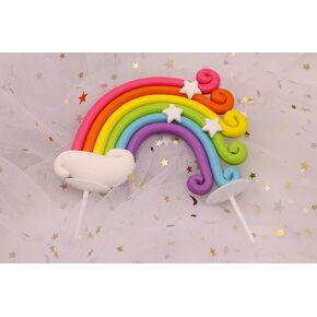 Colorful Rainbow Cake Topper Birthday Wedding Cake Flags Cloud Balloon cake flag Birthday Party Baking Decoration Supplies (BQ1)