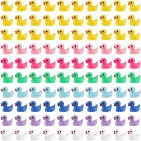 LUTER 100pcs Mini Resin Ducks for Crafts, Tiny Ducks Miniature Figures for Aquarium Garden Landscape Dollhouse Ornament Potted Decorations DIY (Multicolored)