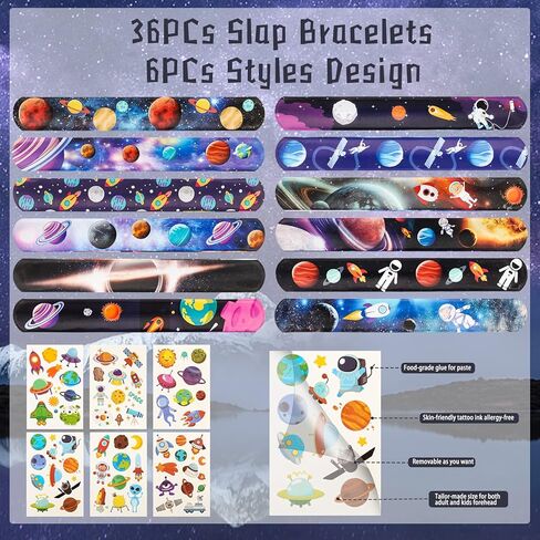 36 قطعة من اساور الفضاء الخارجي بتصميم كوكب للاطفال في حفلات الفضاء وهدايا الحفلات in Kuwait
