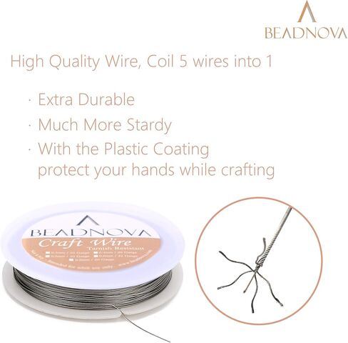 BEADNOVA 18-Gauge Stainless Steel Wire Tarnish Resistant Shiny Steel Wire for Jewelry Making (11 Yards) in Saudi Arabia