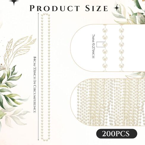 Inbagi 200 Pcs Ivory Pearl Bead Necklaces Bulk 7 mm 31 inch Faux Pearl Strand Necklace Costume Jewelry Pearl Necklaces for Women 1920s Tea Flapper Party Accessory Wedding Birthday Decorations in Saudi Arabia