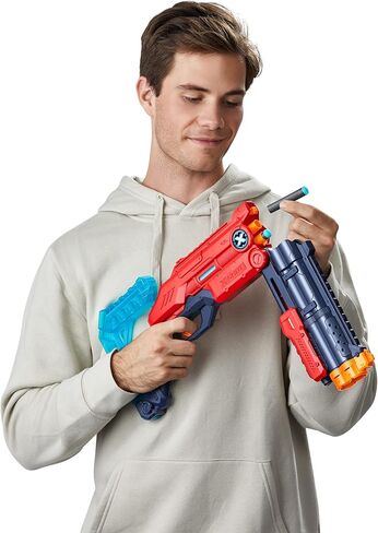 Excel Vigilante (12 Darts + 4 Shooting Targets) by ZURU, X-Shot Red Foam Dart Blaster, Toy Blaster, Twin Barrels Pump Action, Quick-Fire, Toys for Kids, Teens, Adults (Red) in Kuwait