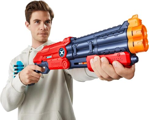 Excel Vigilante (12 Darts + 4 Shooting Targets) by ZURU, X-Shot Red Foam Dart Blaster, Toy Blaster, Twin Barrels Pump Action, Quick-Fire, Toys for Kids, Teens, Adults (Red) in Kuwait