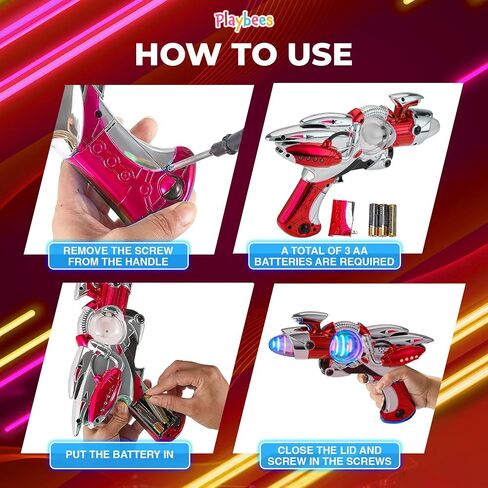 Pink Space Gun - Kids Ray Gun Light-Up Noise Blaster Toy for Girls, 1 Pc in Kuwait