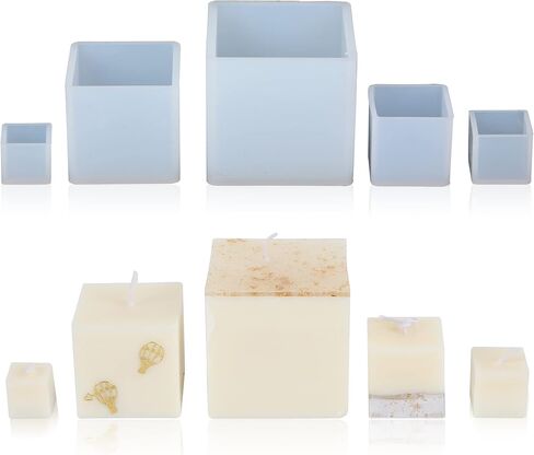 5 قطع من قوالب الشموع المربعة من Gyhtoo لصنع الشموع، وقوالب الشموع الطويلة، وقوالب السيليكون للشموع DIY والحرف الراتنجية، وقوالب الشموع المكعبة لصنع السيليكون in Kuwait