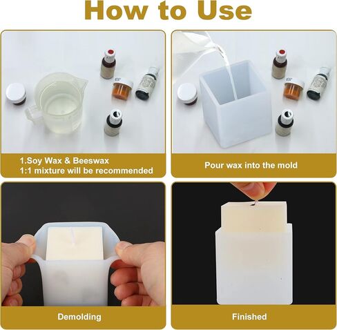 5 قطع من قوالب الشموع المربعة من Gyhtoo لصنع الشموع، وقوالب الشموع الطويلة، وقوالب السيليكون للشموع DIY والحرف الراتنجية، وقوالب الشموع المكعبة لصنع السيليكون in Kuwait