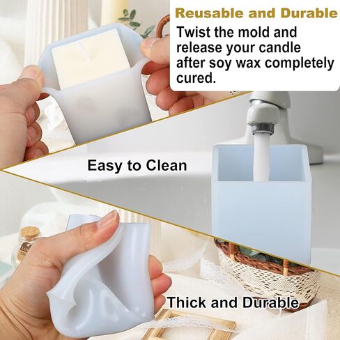 5 قطع من قوالب الشموع المربعة من Gyhtoo لصنع الشموع، وقوالب الشموع الطويلة، وقوالب السيليكون للشموع DIY والحرف الراتنجية، وقوالب الشموع المكعبة لصنع السيليكون in Kuwait