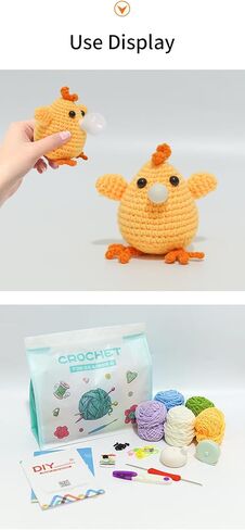 HDONYUi Crochet kit for Beginners，wobbles Crochet Animal kit, Step by Step Video Tutorial with Simple Yarn, Learn to Crochet kit for Adults and Children,Wobble kit(Octopus,Frog,Fish,Chick) in Saudi Arabia
