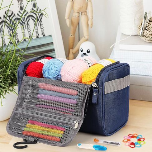 Reessy Crochet Kit for Beginners, Crochet Kit for Beginners Adults and Kids Daughter Son Crochet Gifts,Travel Crochet Starter Kit,Crocheting Set with 12pcs Yarn and Bag, Learn to Crochet Kit Blanket in Kuwait