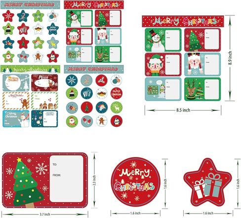 176 قطعة من ملصقات علامات أسماء الكريسماس، ملصقات هدايا الكريسماس، ملصقات لشجرة عيد الميلاد والغزلان وديكور عطلة عيد الميلاد in Kuwait