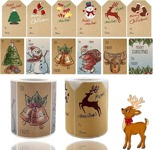 500 قطعة من ملصقات هدايا عيد الميلاد، ملصقات ذاتية اللصق لعيد الميلاد، ملصقات أسماء هدايا عيد الميلاد الكلاسيكية، ملصقات لعيد الميلاد وعيد الميلاد وحفلات الزفاف in Kuwait