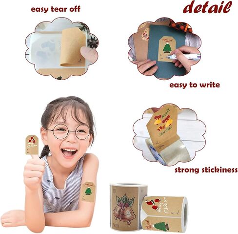 500 قطعة من ملصقات هدايا عيد الميلاد، ملصقات ذاتية اللصق لعيد الميلاد، ملصقات أسماء هدايا عيد الميلاد الكلاسيكية، ملصقات لعيد الميلاد وعيد الميلاد وحفلات الزفاف in Kuwait