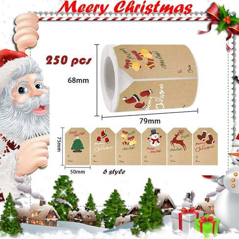 500 قطعة من ملصقات هدايا عيد الميلاد، ملصقات ذاتية اللصق لعيد الميلاد، ملصقات أسماء هدايا عيد الميلاد الكلاسيكية، ملصقات لعيد الميلاد وعيد الميلاد وحفلات الزفاف in Kuwait