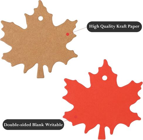 jijAcraft 150Pcs Paper Leaves Gift Tags with String, Maple Leaf Tags for Thanksgiving, 3 Colors Fall Leaves Labels, Fall Cutouts for Autumn Thanksgiving, Classroom Leaves Cutouts Artificial in Kuwait