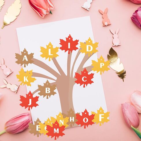 jijAcraft 150Pcs Paper Leaves Gift Tags with String, Maple Leaf Tags for Thanksgiving, 3 Colors Fall Leaves Labels, Fall Cutouts for Autumn Thanksgiving, Classroom Leaves Cutouts Artificial in Kuwait