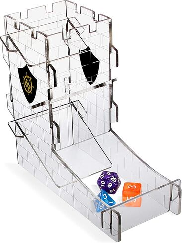 ENHANCE Dice Tower Dice Tray for Tabletop RPG Games - Portable Dice Roller with Castle Tower Design, Roll Up to 14 Standard Dice at Once - Etched Castle Rolling Tray Tower Great for Game Nights in Saudi Arabia