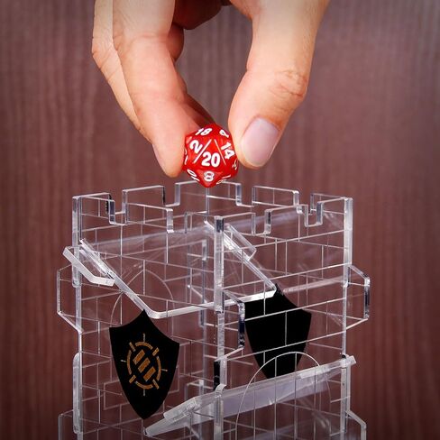 ENHANCE Dice Tower Dice Tray for Tabletop RPG Games - Portable Dice Roller with Castle Tower Design, Roll Up to 14 Standard Dice at Once - Etched Castle Rolling Tray Tower Great for Game Nights in Saudi Arabia