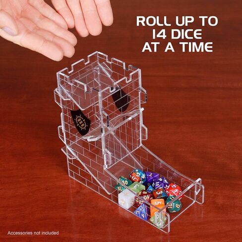 ENHANCE Dice Tower Dice Tray for Tabletop RPG Games - Portable Dice Roller with Castle Tower Design, Roll Up to 14 Standard Dice at Once - Etched Castle Rolling Tray Tower Great for Game Nights in Saudi Arabia