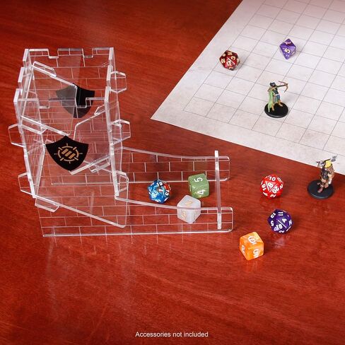 ENHANCE Dice Tower Dice Tray for Tabletop RPG Games - Portable Dice Roller with Castle Tower Design, Roll Up to 14 Standard Dice at Once - Etched Castle Rolling Tray Tower Great for Game Nights in Saudi Arabia