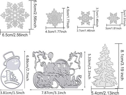 Winbao 7 Pieces Merry Christmas Die Cuts, Christmas Tree Metal Cutting Dies Snowflake Deer Snowman Cut Stencils for Card Making DIY Scrapbooking Paper Dies for Album Decorative Embossing in Saudi Arabia