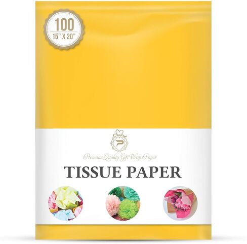 Goldenrod Yellow Tissue Paper (100 Sheets) for Gift Wrapping, Packaging, Floral, Birthday, Christmas, Halloween, DIY Crafts and More 15" X 20" in Kuwait