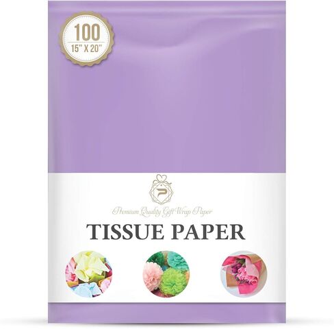 Soft Lavender Purple Gift Wrapping Tissue Paper for Gift Packaging, Floral, Birthday, Christmas, Halloween, DIY Crafts and More 15" X 20" 100 Sheets in Kuwait