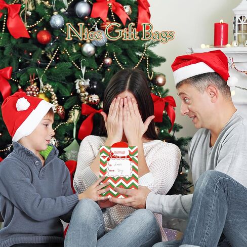 أكياس الهدايا الورقية لعيد الميلاد 24 قطعة من GIFTU مقاس 7.8x4.3 في حقائب هدايا العطلات الصغيرة لأكياس حلوى الحلوى الجيدة مع ملصقات العلامات وأكياس الوجبات الخفيفة الصغيرة للأطفال هدايا عيد الميلاد ومستلزمات حفلات التعبئة in Kuwait