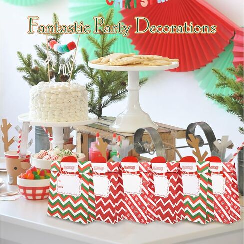 أكياس الهدايا الورقية لعيد الميلاد 24 قطعة من GIFTU مقاس 7.8x4.3 في حقائب هدايا العطلات الصغيرة لأكياس حلوى الحلوى الجيدة مع ملصقات العلامات وأكياس الوجبات الخفيفة الصغيرة للأطفال هدايا عيد الميلاد ومستلزمات حفلات التعبئة in Kuwait