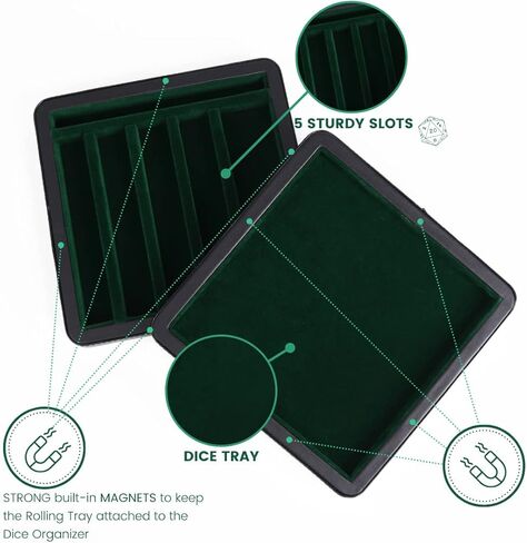 Guarida Dice - 7" Rolling Dice Tray with Strong Magnetic Lid and Rolling Surface - Ample Storage and Case Organizer for All Your Dice and Minis! Perfect for DND or Any Dice RPG Games - Green Cthulhu in Kuwait