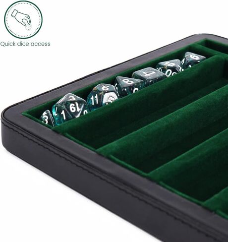 Guarida Dice - 7" Rolling Dice Tray with Strong Magnetic Lid and Rolling Surface - Ample Storage and Case Organizer for All Your Dice and Minis! Perfect for DND or Any Dice RPG Games - Green Cthulhu in Kuwait