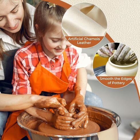 DLOnline 30 Pieces Pre Cut Chamois Cloth, Artist Chamois Leather, Chamois Cloth for Drawing, Pottery Tools, Mud Tools, Pottery Trimming Tools for Smoothing Pot Rim, 3.1 x 4.7 inches in Kuwait