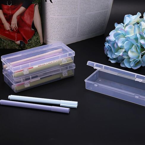 WLLHYF 3Pack Small Plastic Storage Containers with Hinged Lids, Rectangle Clear Plastic Storage Containers Box for Beads Jewelry and Crafts Items (6.1 x 2.56 x 1.18 Inch) in Saudi Arabia