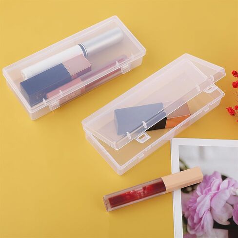 WLLHYF 3Pack Small Plastic Storage Containers with Hinged Lids, Rectangle Clear Plastic Storage Containers Box for Beads Jewelry and Crafts Items (6.1 x 2.56 x 1.18 Inch) in Saudi Arabia