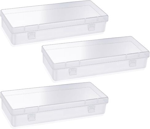 WLLHYF 3Pack Small Plastic Storage Containers with Hinged Lids, Rectangle Clear Plastic Storage Containers Box for Beads Jewelry and Crafts Items (6.1 x 2.56 x 1.18 Inch) in Saudi Arabia