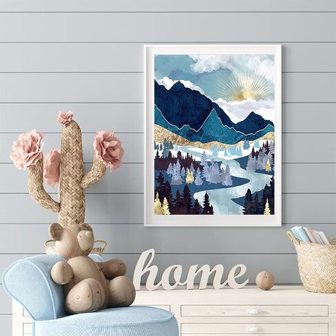 TRRCEPOS Landscape Diamond Painting Kit, Diamond Art Kit for Adults & Kids, Abstract Landscape Painting, Gift (Round Diamond 11.82 X 15.75 Inches) (Winter Snow Scene Sunrise) in Saudi Arabia
