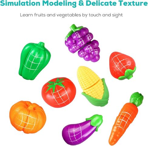 27 قطعة من لعبة تقطيع الطعام للمطبخ، مجموعة ألعاب فرز الألوان، مجموعة طعام تظاهرية للأطفال الصغار، تقطيع الخضروات والفواكه، مجموعة لعب المطبخ مع 5 سلال بوشل وإكسسوارات المطبخ للأطفال من سن 3 سنوات فما فوق in Kuwait