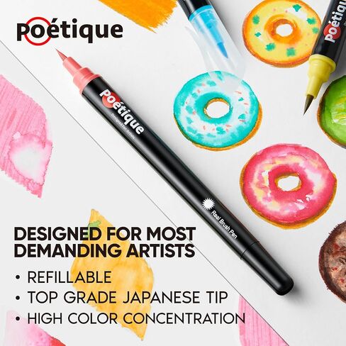 أقلام فرشاة ألوان مائية قابلة لإعادة الملء من بويتيك 96 - علامات ألوان مائية احترافية مع أطراف فرشاة مرنة، عدد كبير من الصبغات، لوازم فنية للبالغين من الفنانين للتلوين والرسم والخط in Kuwait
