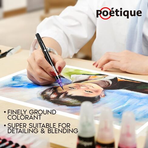 أقلام فرشاة ألوان مائية قابلة لإعادة الملء من بويتيك 96 - علامات ألوان مائية احترافية مع أطراف فرشاة مرنة، عدد كبير من الصبغات، لوازم فنية للبالغين من الفنانين للتلوين والرسم والخط in Kuwait
