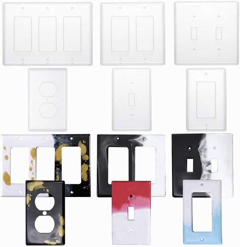 Tanlee 6 Pieces Switch Cover Resin Mold Light Switch Panel Silicone Mold Socket Panel Epoxy Mold for DIY Craft Making in Saudi Arabia