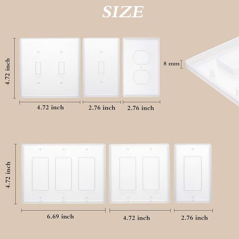 Tanlee 6 Pieces Switch Cover Resin Mold Light Switch Panel Silicone Mold Socket Panel Epoxy Mold for DIY Craft Making in Saudi Arabia