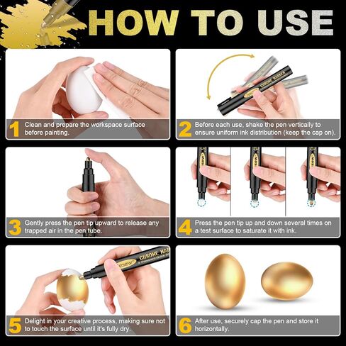 Jesew 7 قطع من أقلام طلاء الكروم السائلة ذات المرآة السائلة، أقلام طلاء كروم عاكسة دائمة باللون الفضي والذهبي والوردي للإصلاح، أو طلاء النماذج، أو وضع العلامات أو المشاريع الفنية DIY، علامات معدنية شديدة اللمعان مقاومة للماء in Kuwait