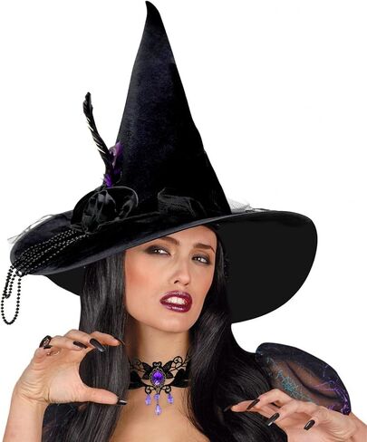 قبعة ساحرة Pseutio للنساء قبعة ساحرة سوداء للحفلات التنكرية، والحفلات ذات الطابع الشخصي، والكرنفالات in Kuwait