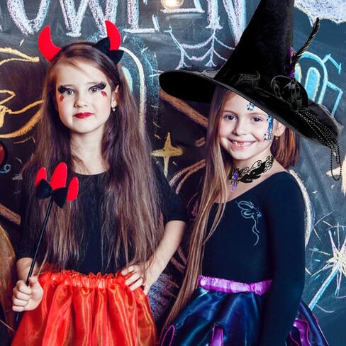 قبعة ساحرة Pseutio للنساء قبعة ساحرة سوداء للحفلات التنكرية، والحفلات ذات الطابع الشخصي، والكرنفالات in Kuwait