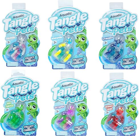 Tangle Pets Aquatic Series Collection - Turtle Crab Dolphin Sting Ray Octopus Narwhal - Cute Fidgets for Boys and Girls - Aquatic Fidget Toys - Sea Creature Fidget Toys - Tangle Fidgets in Kuwait