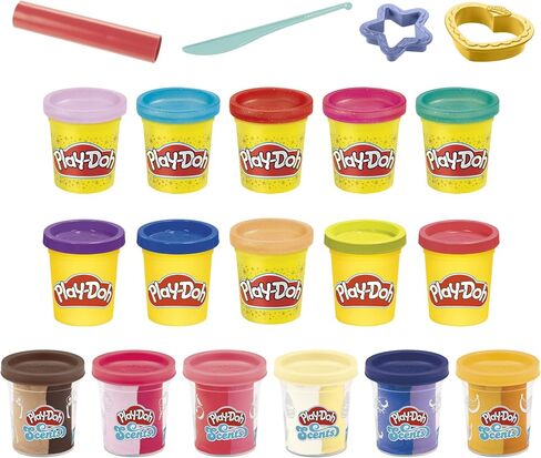 Play-Doh Sparkle and Scents Variety Pack of 16 Cans of Modeling Compound and 4 Tools, Arts and Crafts Toy for Kids 3 and Up, Non-Toxic in Saudi Arabia