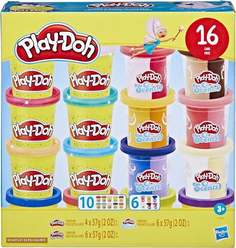 Play-Doh Sparkle and Scents Variety Pack of 16 Cans of Modeling Compound and 4 Tools, Arts and Crafts Toy for Kids 3 and Up, Non-Toxic in Saudi Arabia