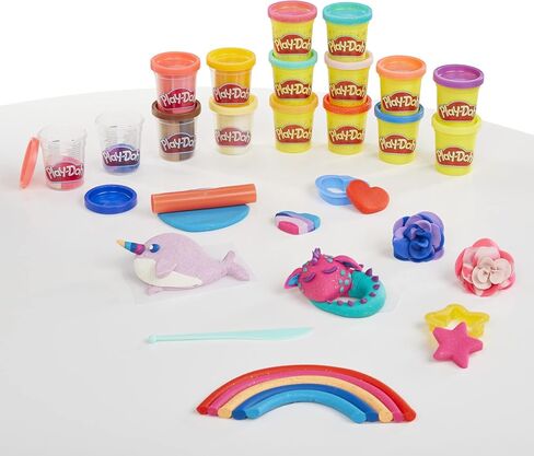 Play-Doh Sparkle and Scents Variety Pack of 16 Cans of Modeling Compound and 4 Tools, Arts and Crafts Toy for Kids 3 and Up, Non-Toxic in Saudi Arabia