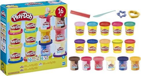 Play-Doh Sparkle and Scents Variety Pack of 16 Cans of Modeling Compound and 4 Tools, Arts and Crafts Toy for Kids 3 and Up, Non-Toxic in Saudi Arabia